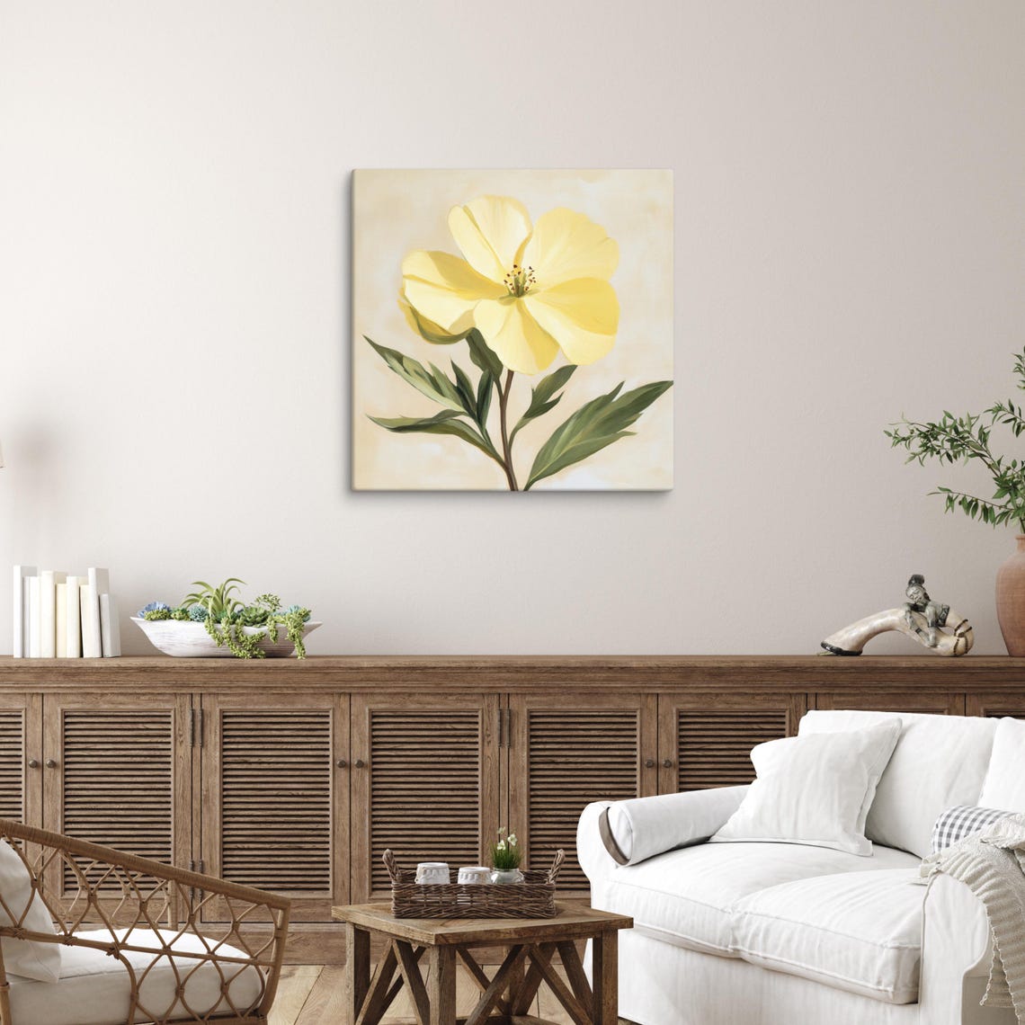 Yellow Evening Primrose Single Wildflower Bloom Botanical Art Poster - Image 5