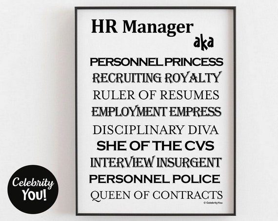 HR Manager Aka Print, Funny Office Decor Poster