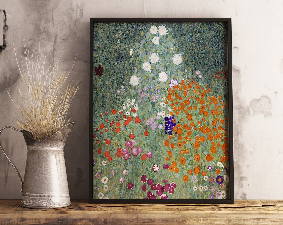 Gustav Klimt Flower Garden Colorful Blooming Meadow Art Poster - Image 3