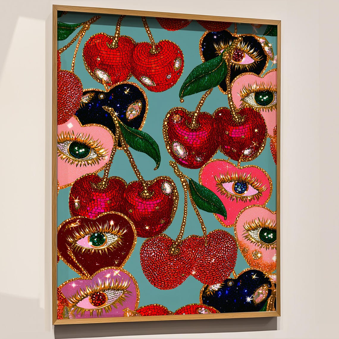 Cherry Eye Art Print Funky Glam Kitchen Wall Decor