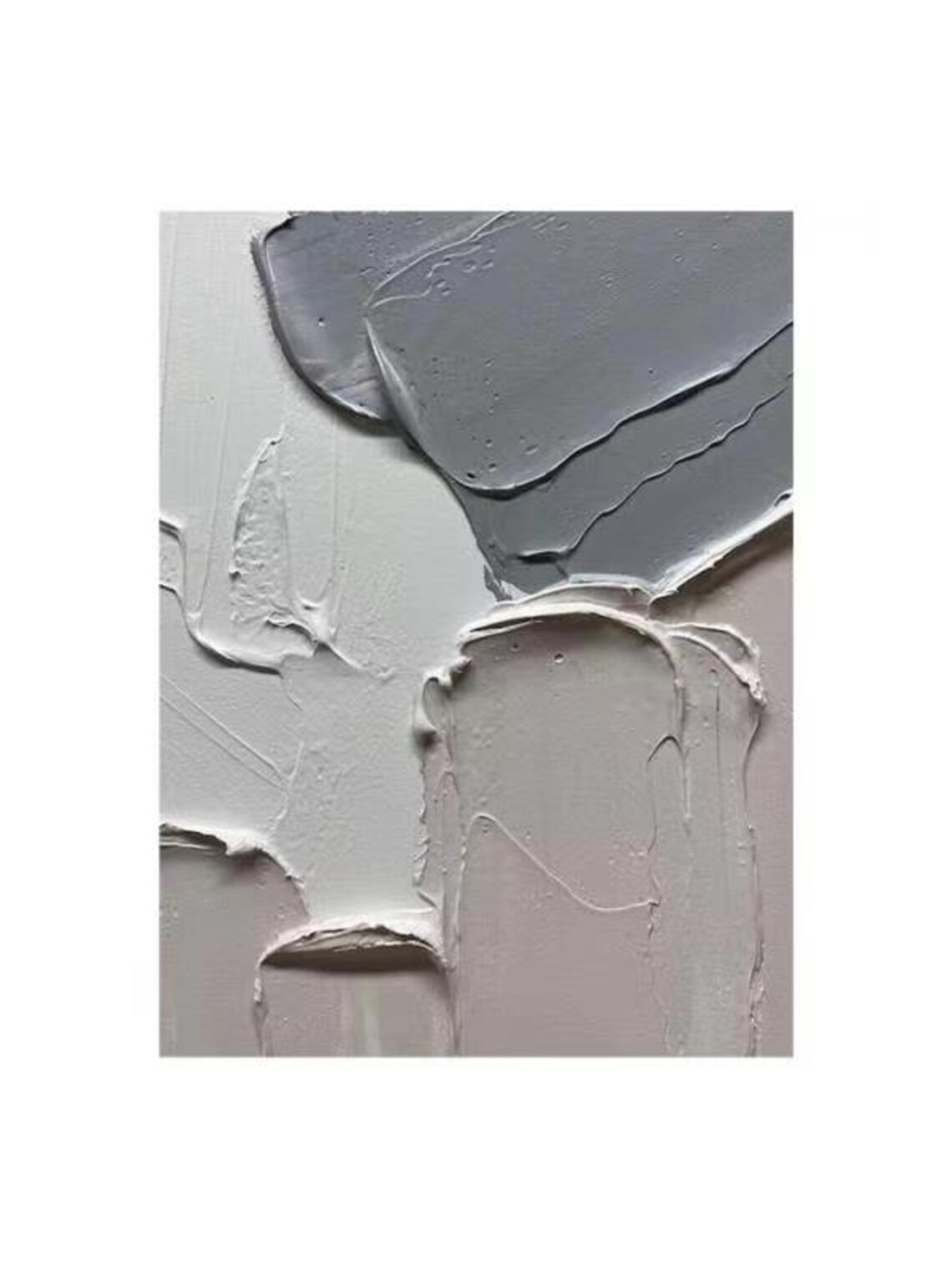 Gray Tone 3D Thick Texture Abstract Minimalist Modern Painting Poster - Image 3
