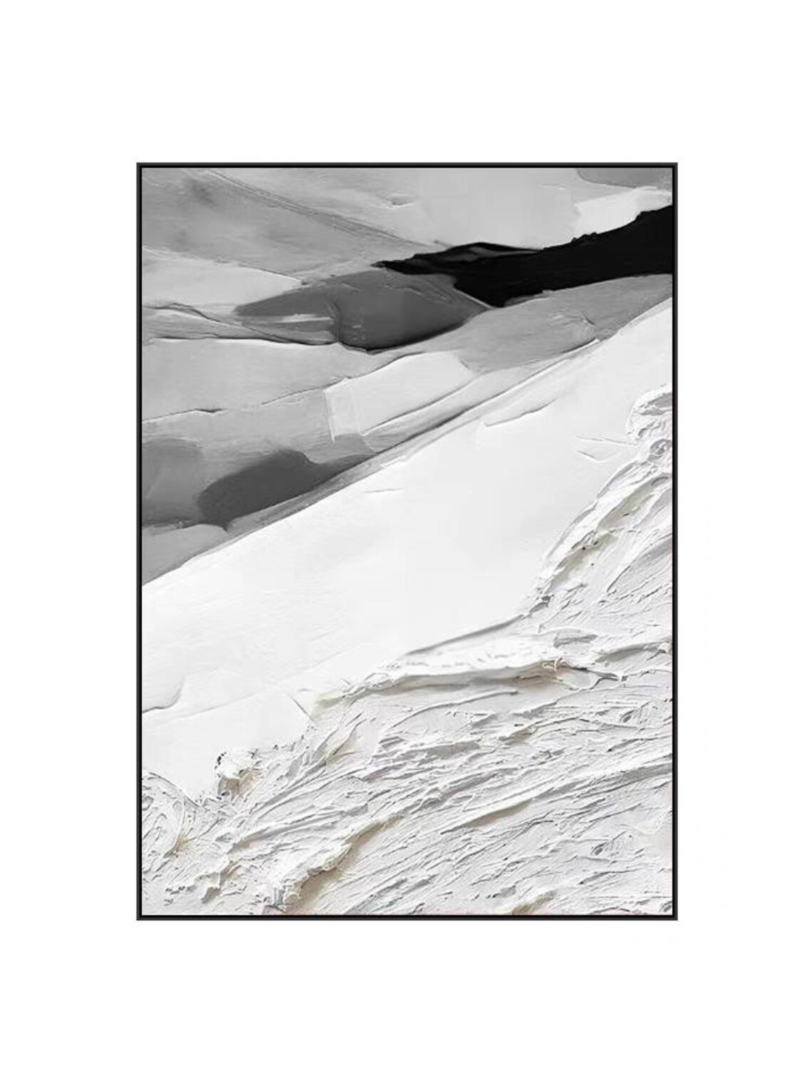 3d Black White Grey Hand Painted Artwork Abstract Modern Wall Art Decor Large Size Original Heavy Textured Acrylic Painting On - Image 2