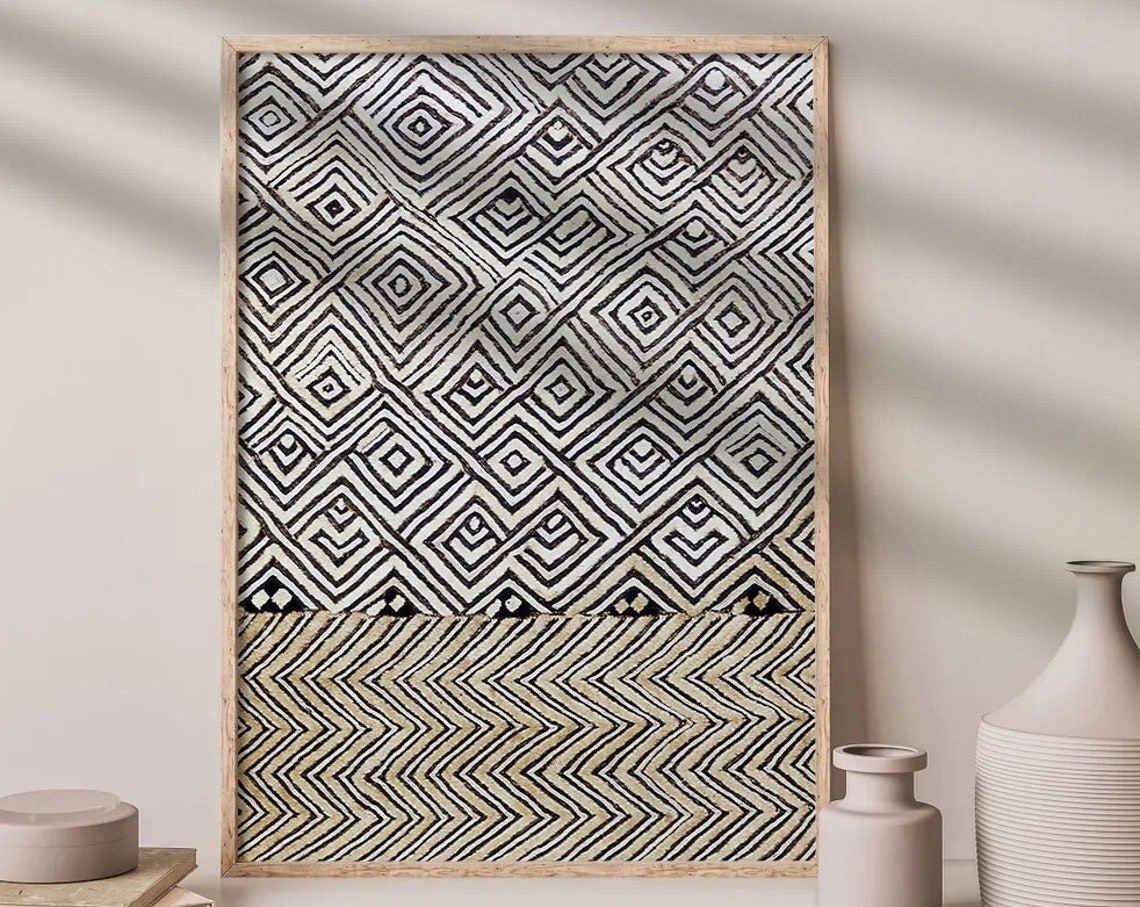African Textile Tribal Geometric Diamond Pattern Decor Poster