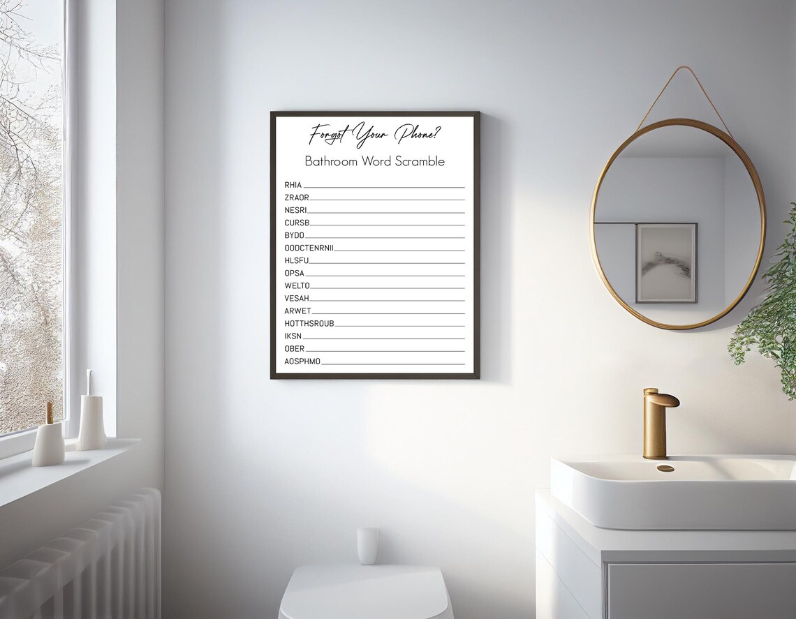 Word Scramble Puzzle Bathroom Decor, Art Print - Image 2