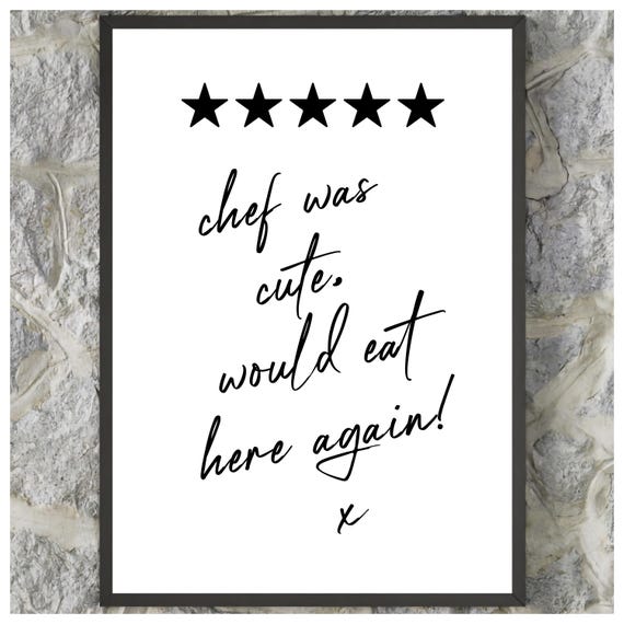 Wall Art Print 5 Star Chef Rating Design Home Decor Wall Decor Funny Poster Amusing Quote