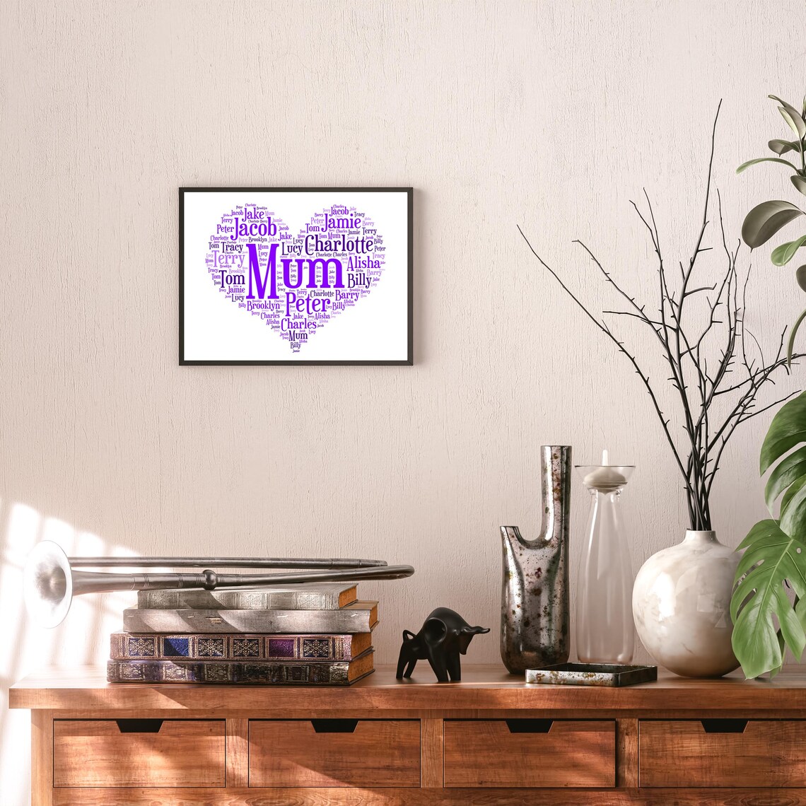 Personalized Heart Word Cloud Wall Art Poster - Image 2