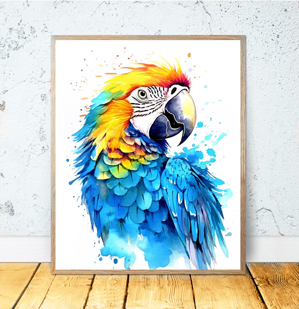 Blue And Yellow Macaw Watercolor Parrot Tropical Bird Art Poster