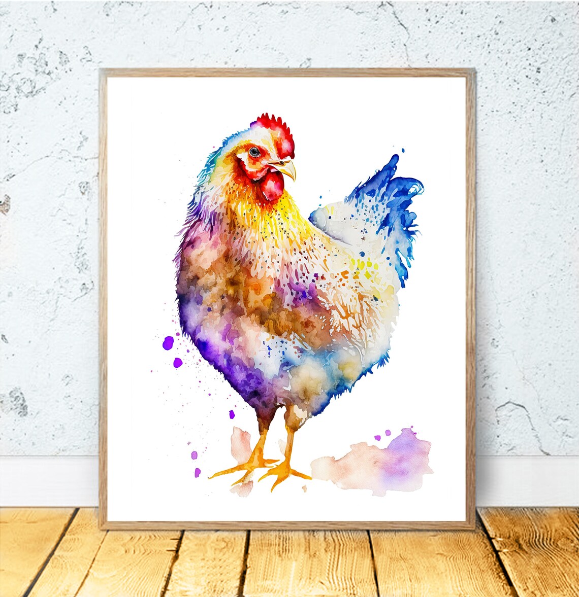 Hen Watercolor Art Print, Farm Animal Nursery Decor