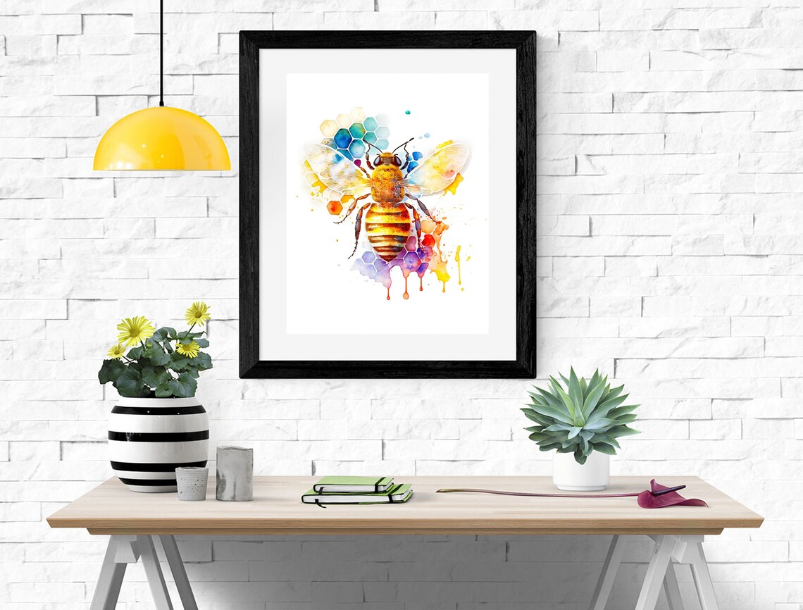 Watercolor Bee Art Print, Minimalist Insect Decor - Image 2