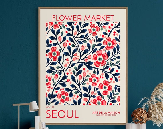 Flower Market, Botanical Floral Vintage Art Print