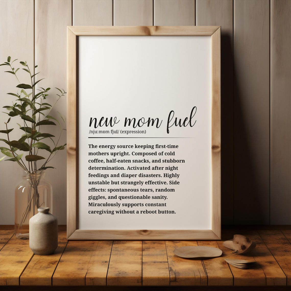 Funny New Mom Fuel Definition Humor Poster Coffee Lover Mother Gift