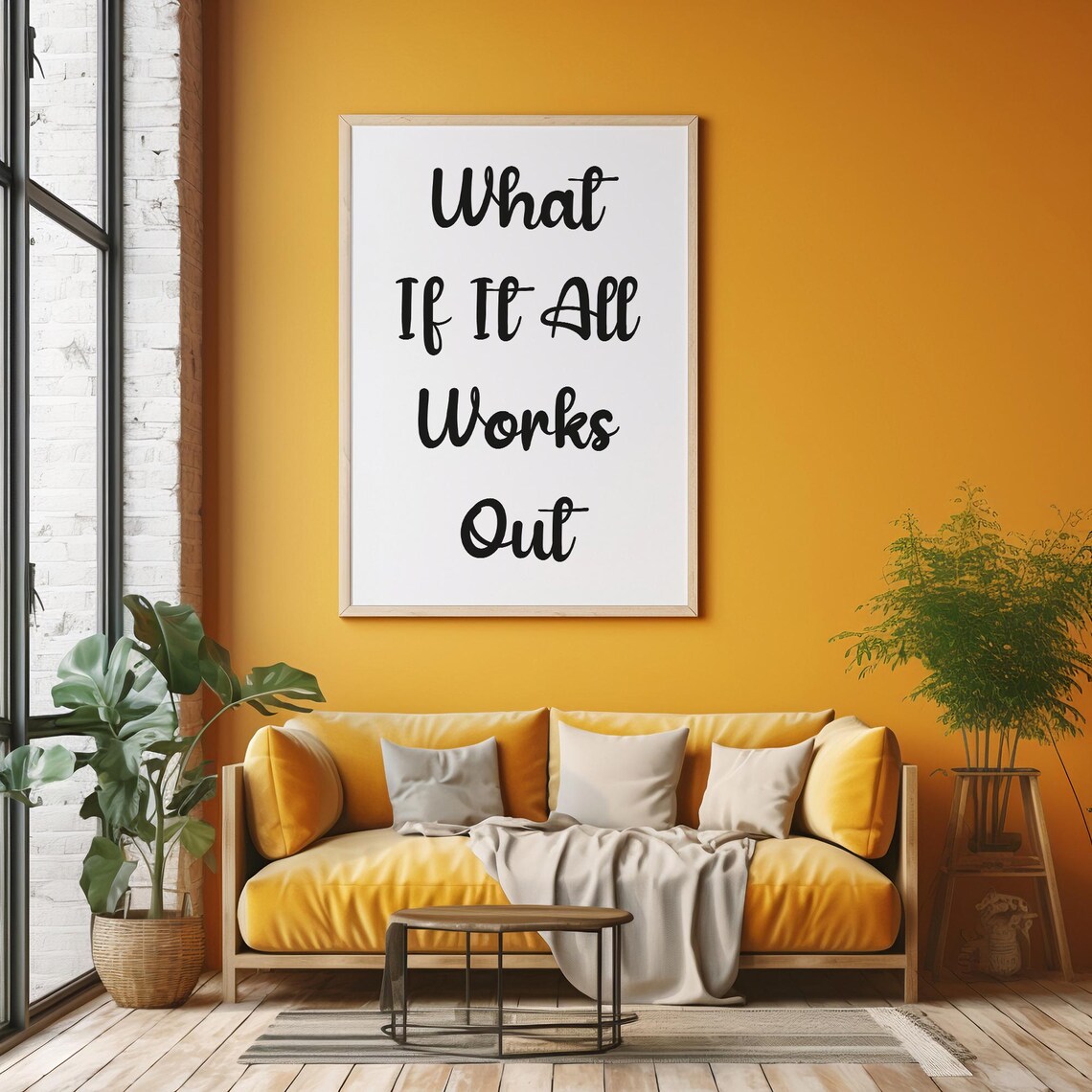 What If It All Works Out Black Brush Script On White Quote Poster - Image 3