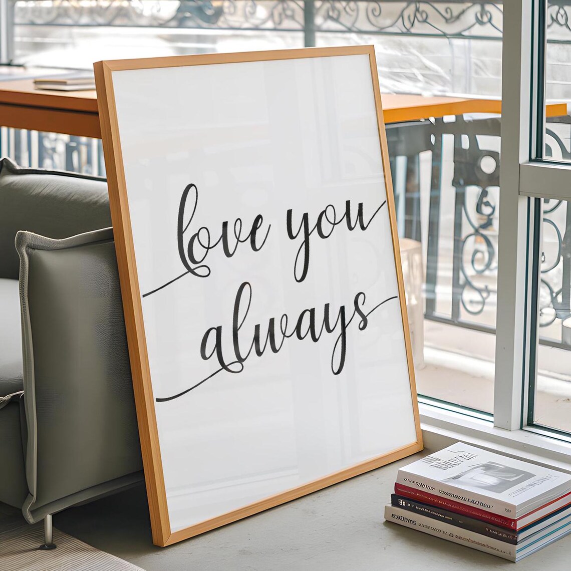 Love You Always Romantic Script Typography Sweet Bedroom Quote Poster