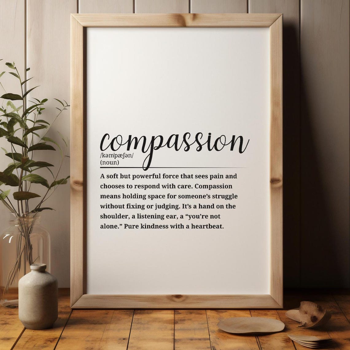 Compassion Definition Script Typography Kindness Word Art Quote Poster