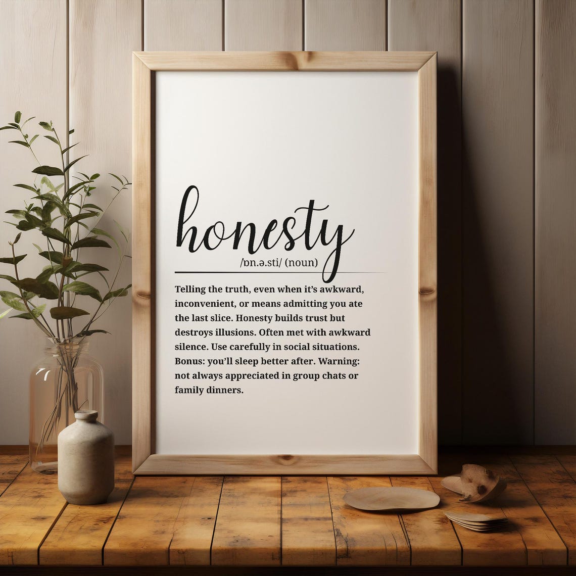 Funny Honesty Definition Dictionary Humor Poster Positive Office Gift