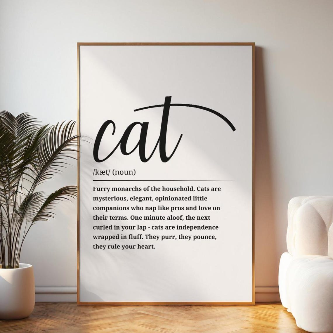 Cat Definition Noun Dictionary Art Furry Monarchs Pet Quote Poster