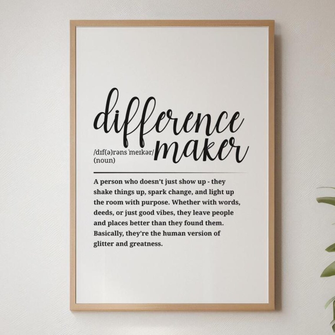 Difference Maker Definition Dictionary Style Inspirational Quote Poster