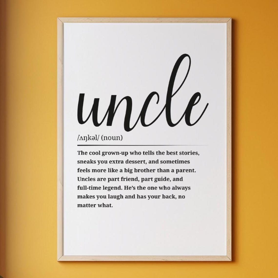 Uncle Dictionary Definition Funny Family Gift Cool Uncle Wall Art