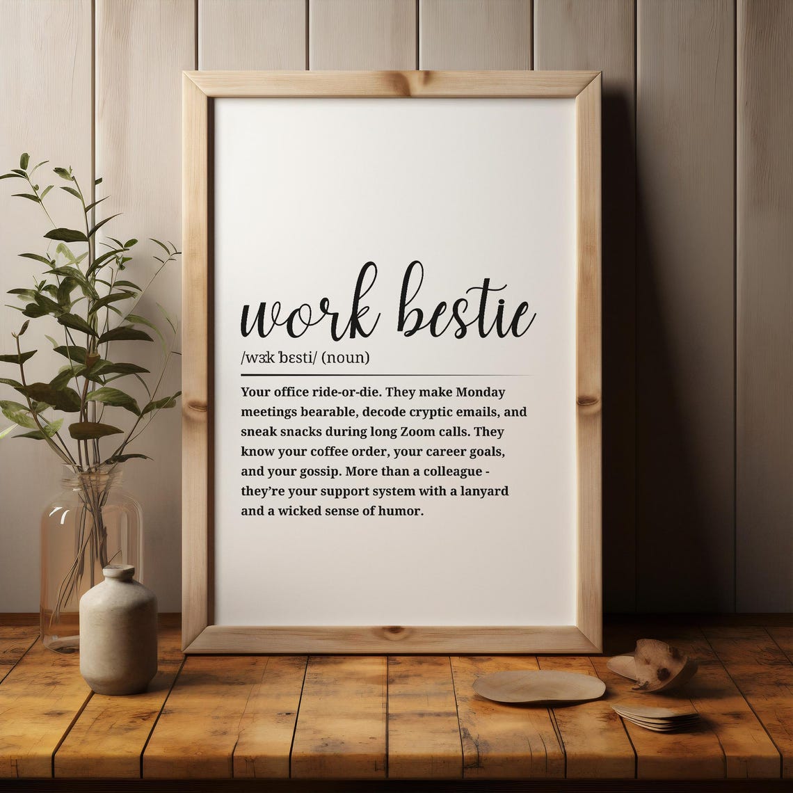 Work Bestie Definition Fun Office Friend Appreciation Wall Art - Image 3