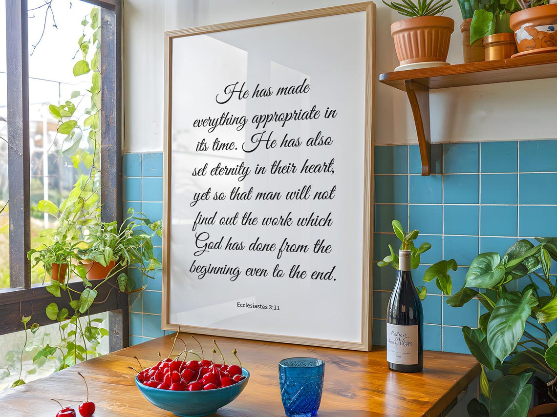 Ecclesiastes 3 11 Scripture Verse Elegant Script Christian Poster - Image 3