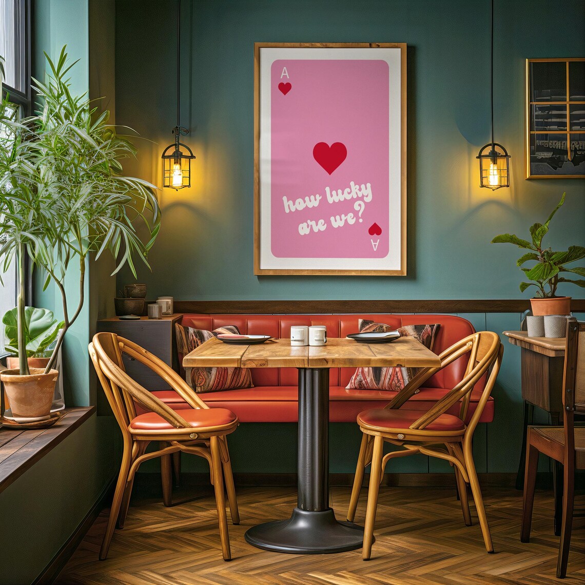 How Lucky Are We Pink Ace Of Hearts Playing Card Romantic Decor Poster - Image 3