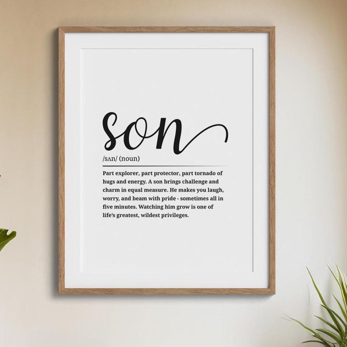 Son Dictionary Definition Heartfelt Gift For Boys Family Wall Art