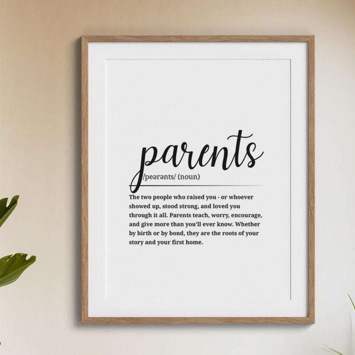 Parents Definition Script Typography Family Word Art Quote Poster