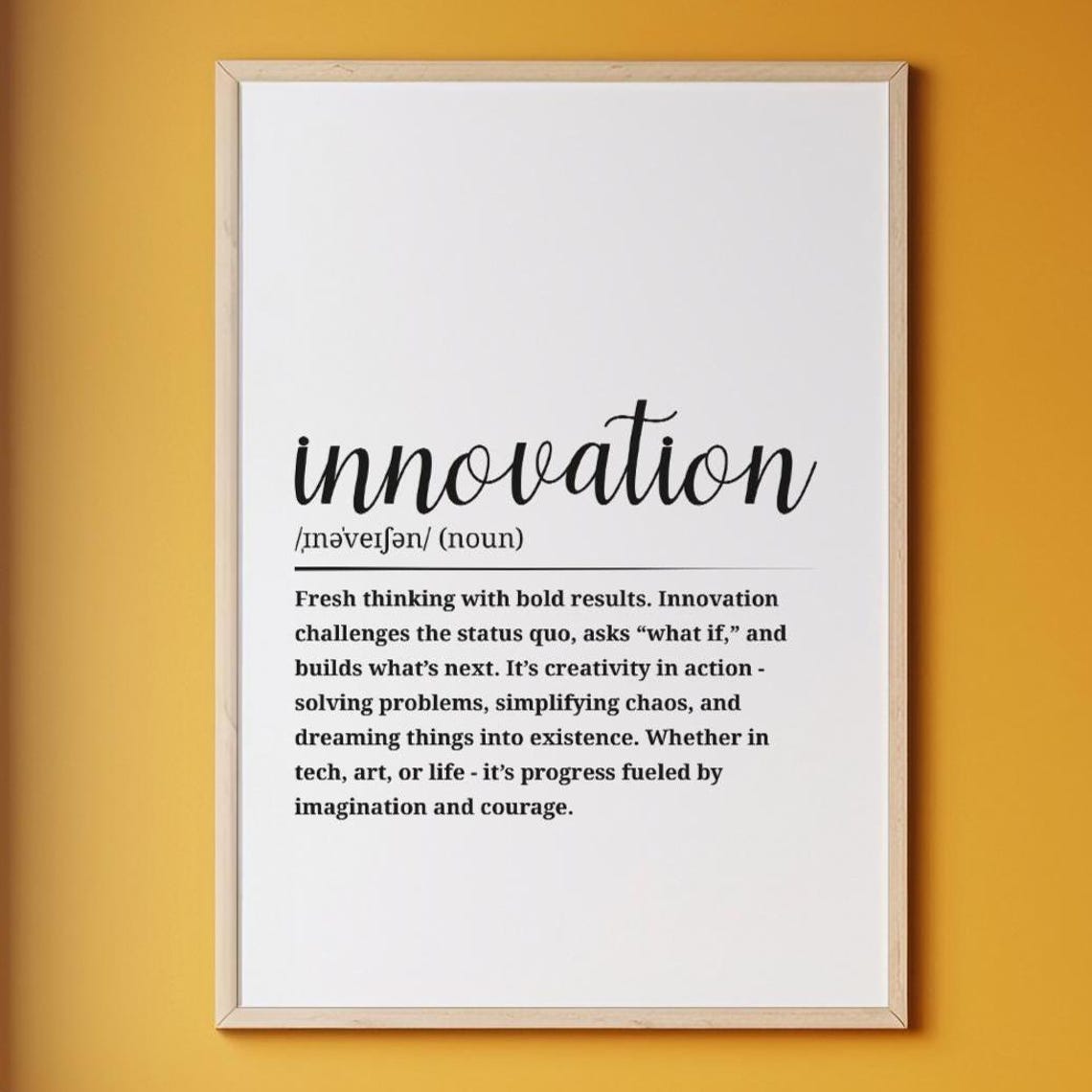 Innovation Definition Script Typography Modern Word Art Quote Poster