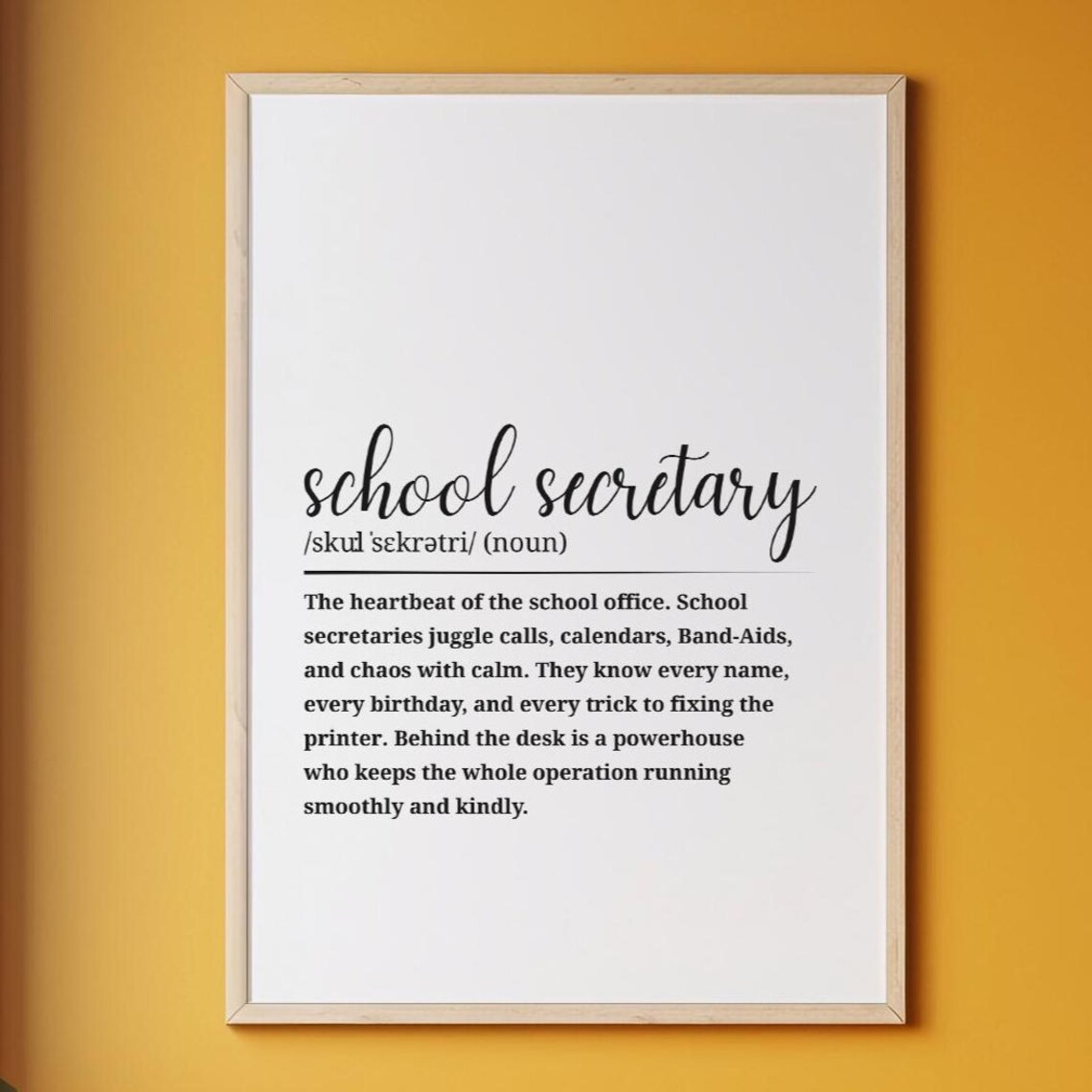 School Secretary Definition Poster Heartbeat Of The School Office