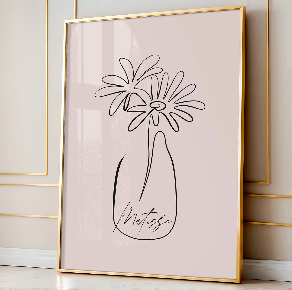 One Line Flowers Vase Minimalist Pink Matisse Script Art Poster - Image 2
