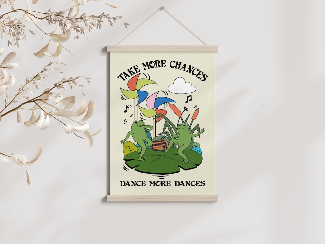 Groovy Motivational Frog Poster, Mindfulness Quote Art - Image 2