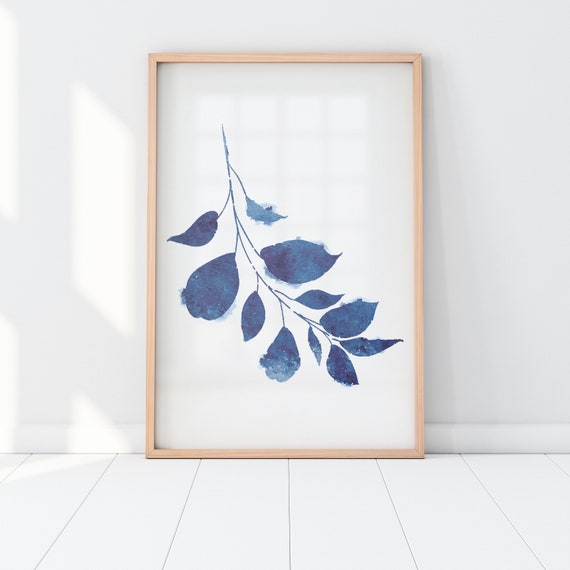 Indigo Botanical Watercolor Art Print Set, Foliage
