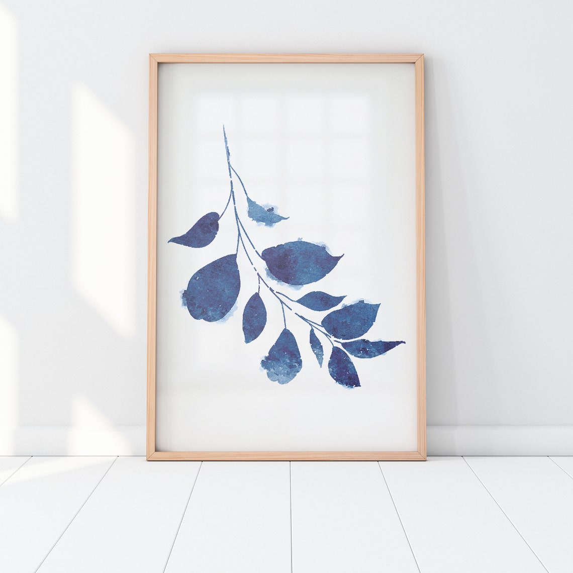 Indigo Botanical Watercolor Art Print Set, Foliage