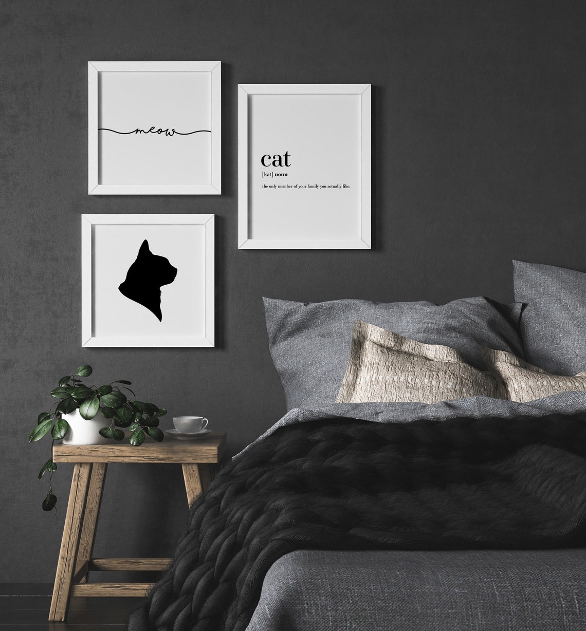 Cat Definition Funny Cat Lover Gift Monochrome Typography Poster - Image 2