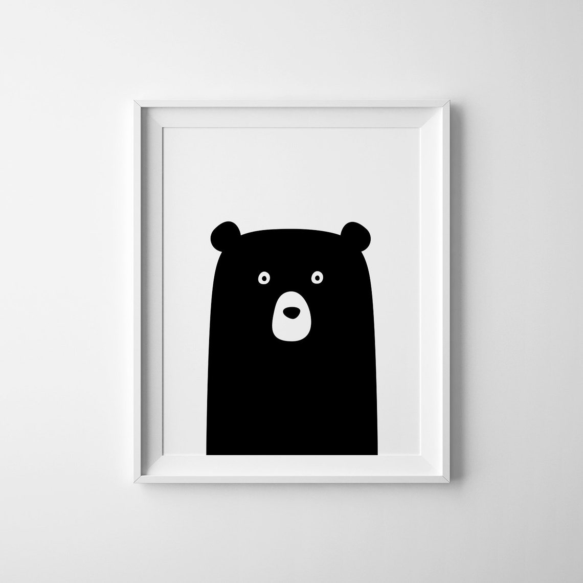 Minimalist Black Bear Silhouette Scandinavian Nursery Wall Art