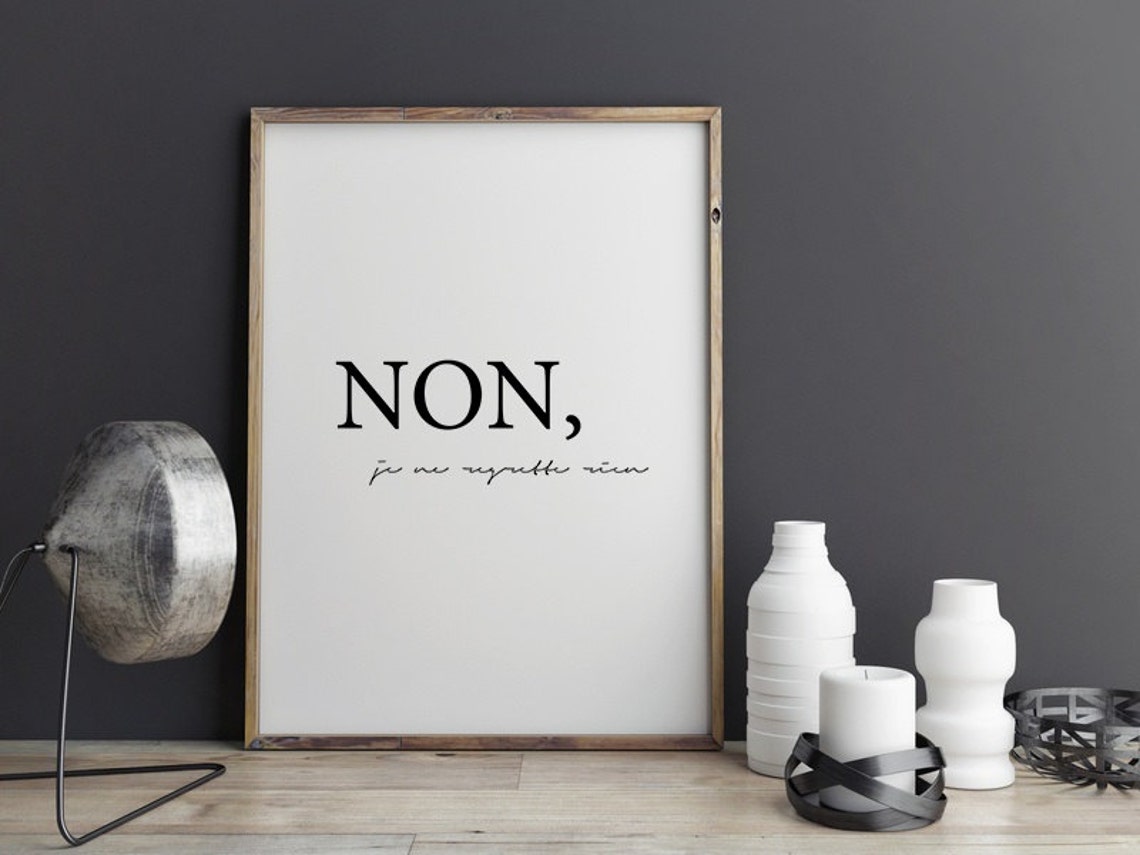 Non Je Ne Regrette Rien French Quote Minimalist Typography Poster - Image 2