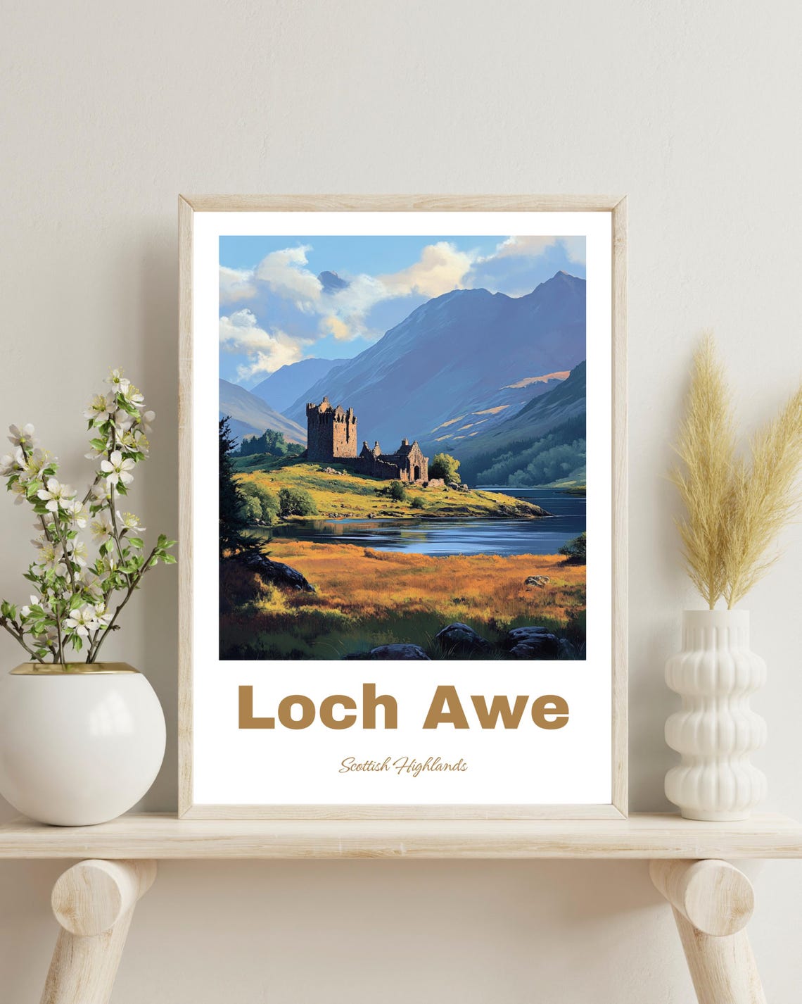 Loch Awe Scotland Poster Loch Awe Art Print Loch Awe Travel Poster Scotland Lake Wall Art Scottish Highlands Landscape Art Uk Nature