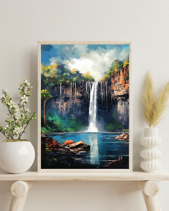 Chamarel Mauritius Travel Poster, Waterfall Art