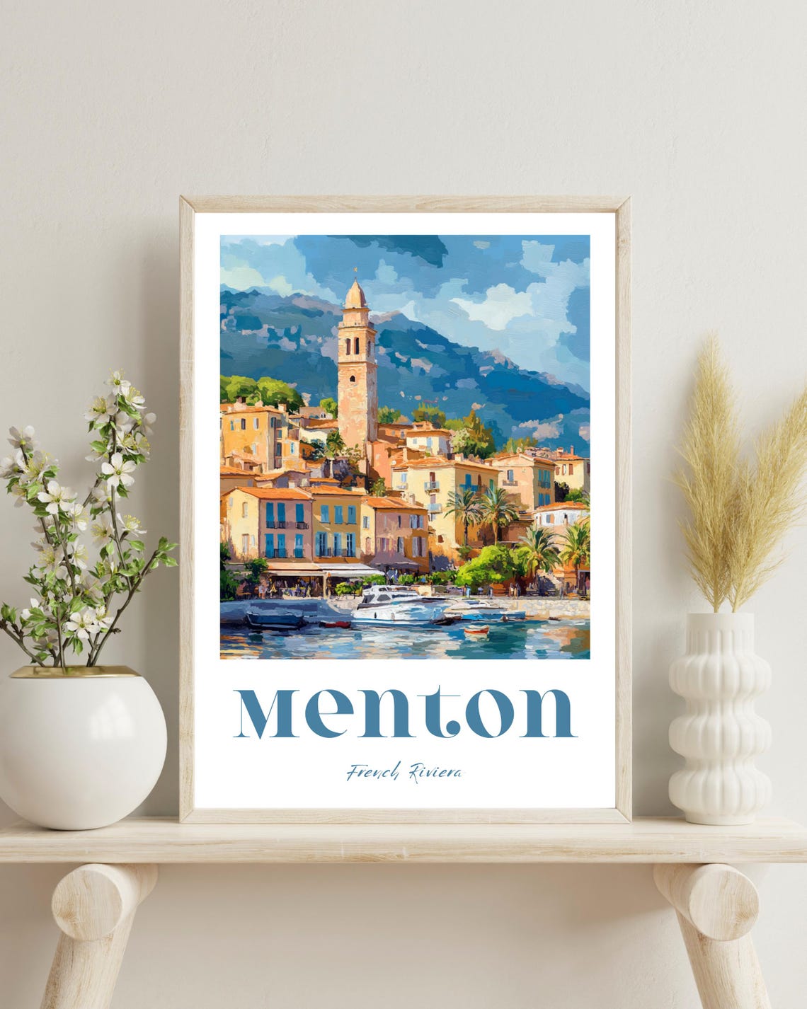 Menton France Travel Poster, French Riviera Print