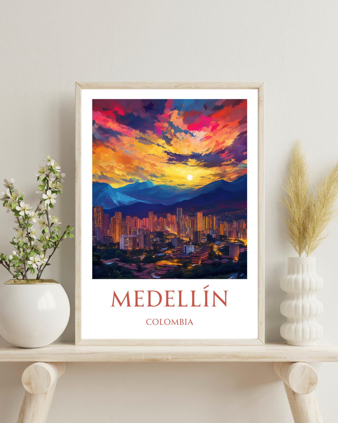 Medellin Retro Travel Poster