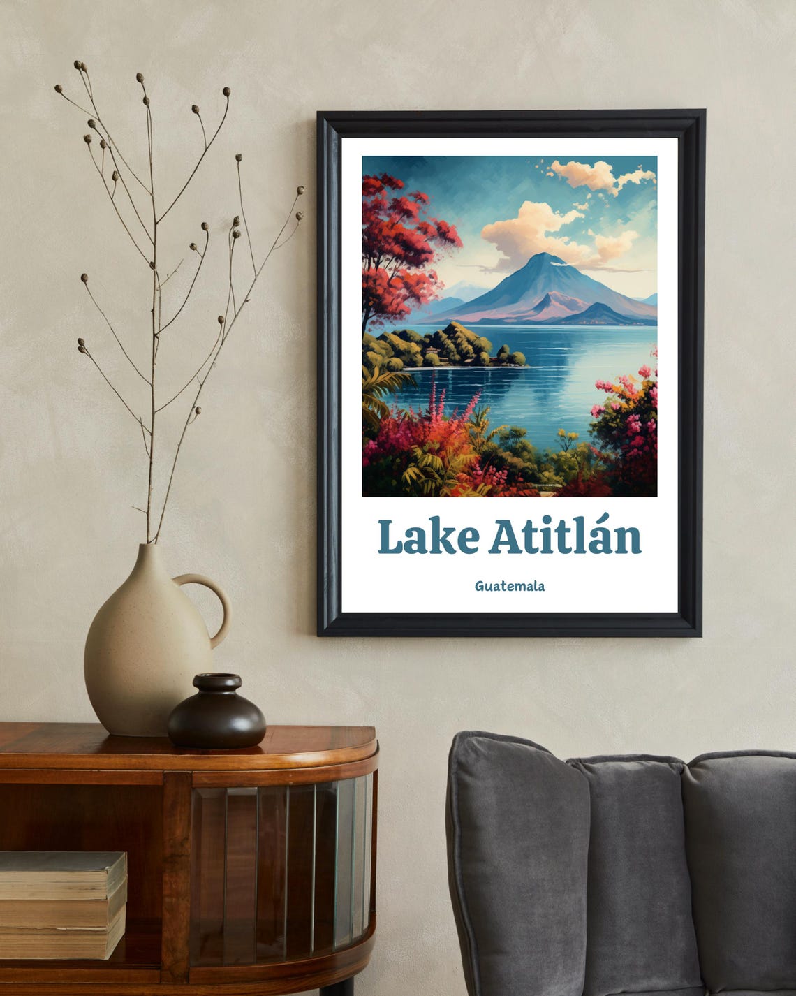 Lake Atitlan Travel Poster, Guatemala Landscape - Image 2