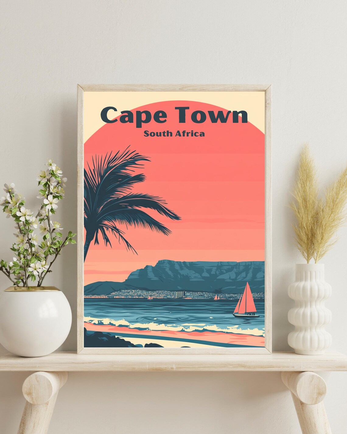 Cape Town Vintage Travel Poster, South Africa Print