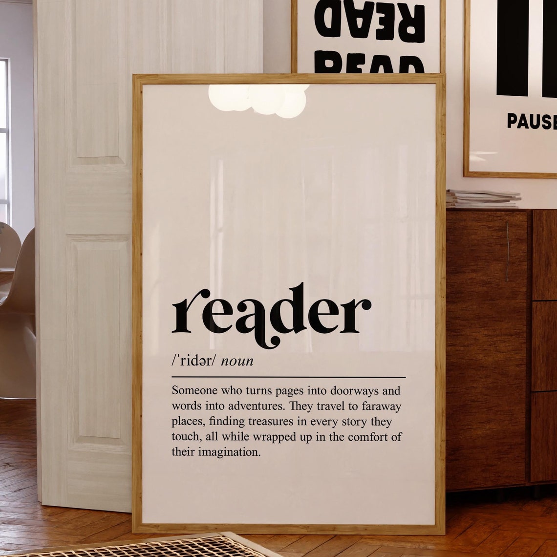 Reader Definition Dictionary Style Book Lover Quote Poster Decor - Image 3