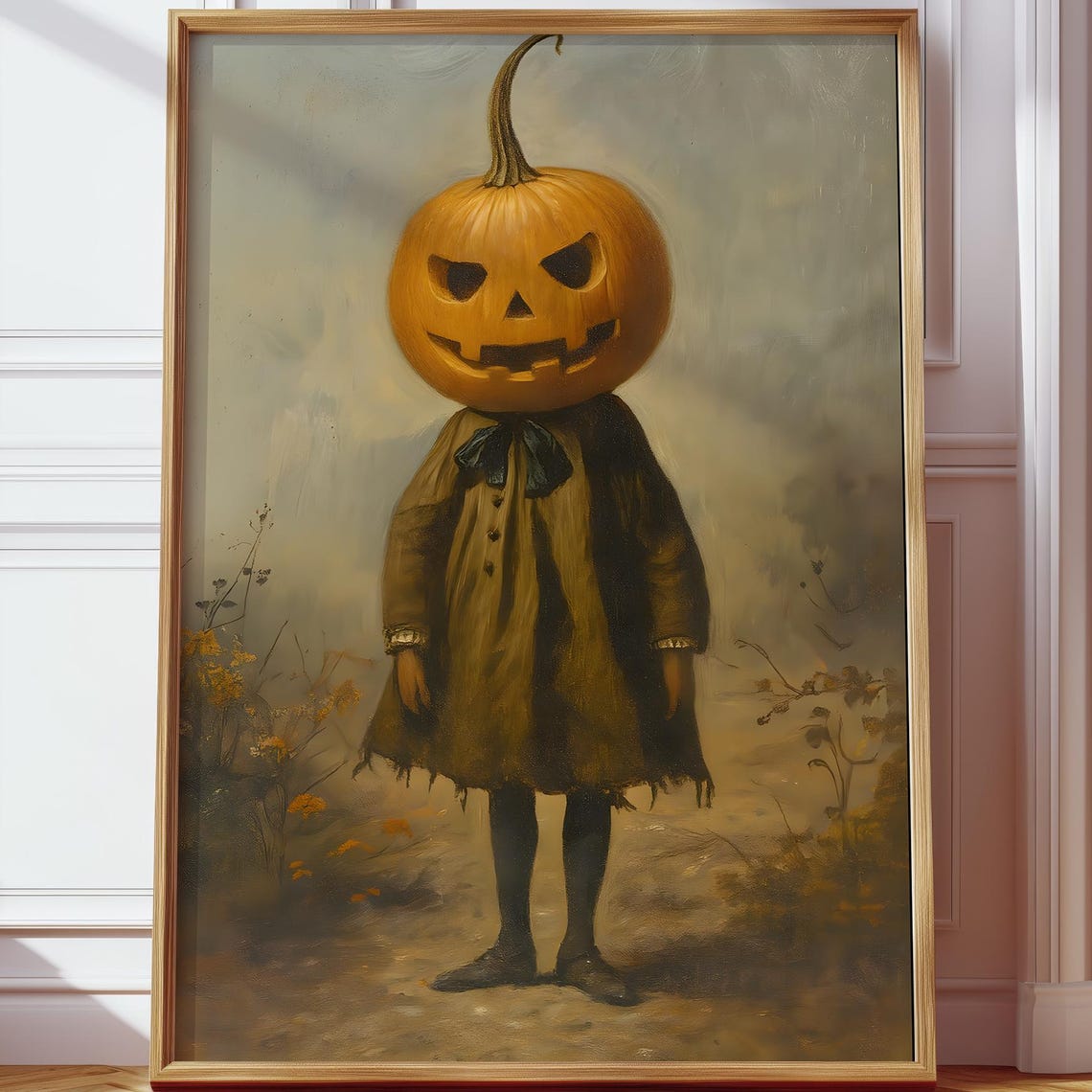Pumpkin Halloween Jack O Lantern Wall Art Creepy Autumn Haunted Fall Decor Spooky Print