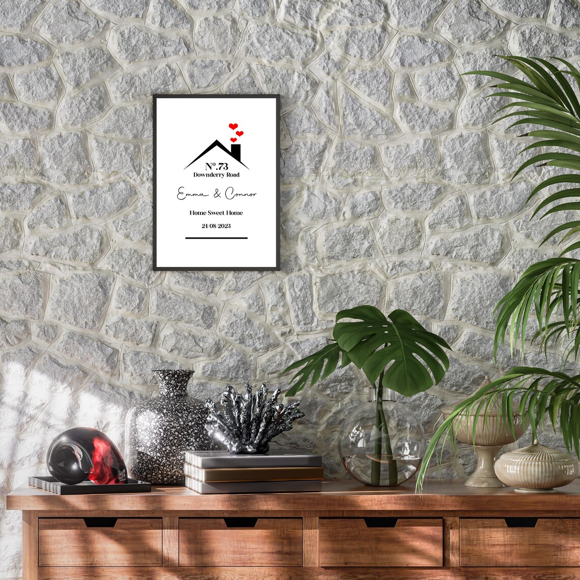 Personalised Home Sweet Home Couple Address New Home Gift Wall Art - Image 2