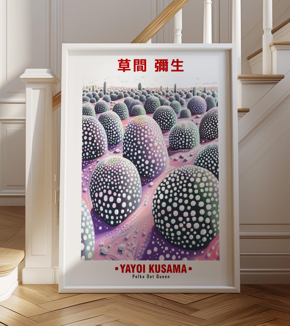 Yayoi Kusama-Inspired Polka Dot Pumpkin Field Pastel Art Poster