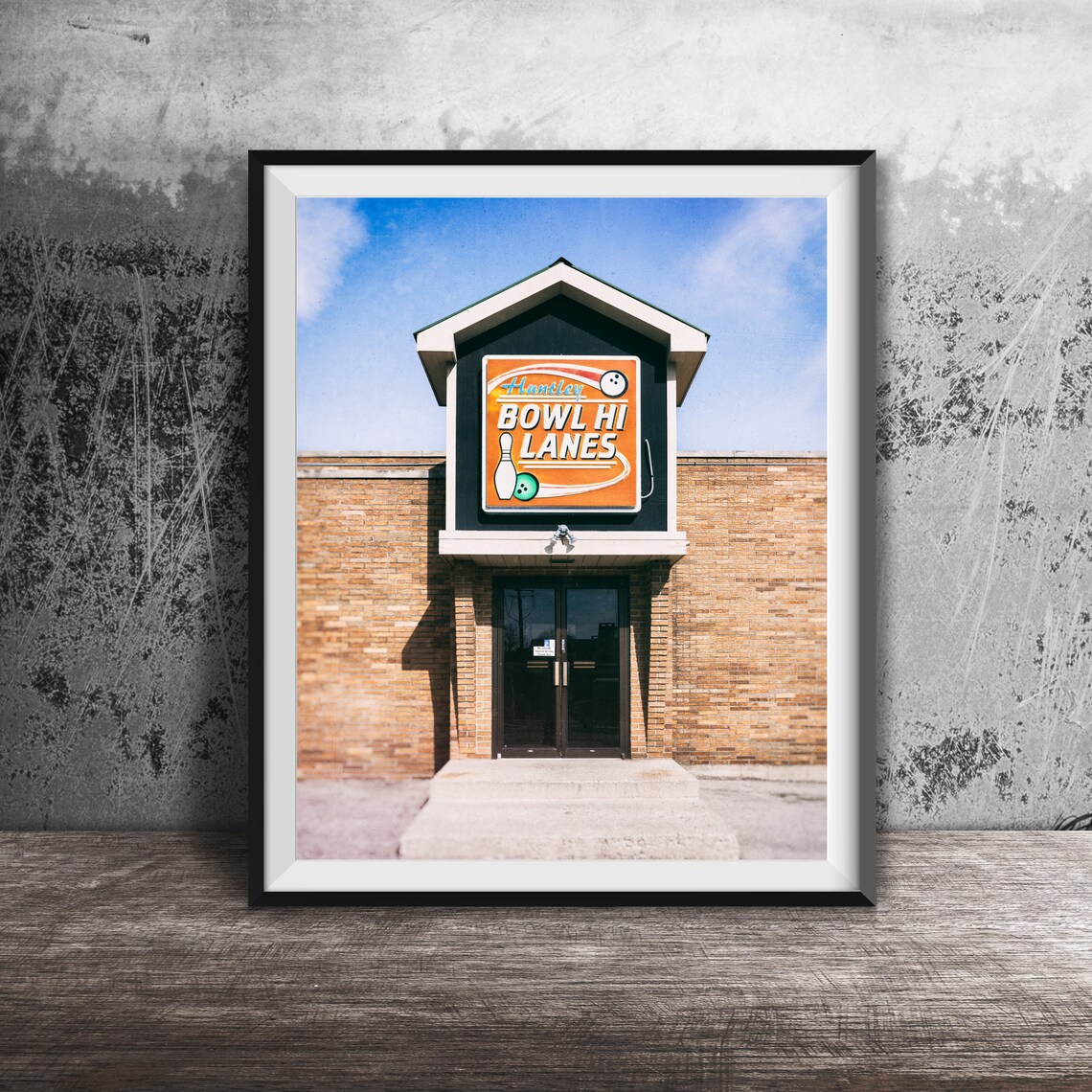 Huntley Bowl Hi Lanes Retro Bowling Alley Sign Huntley Illinois Poster