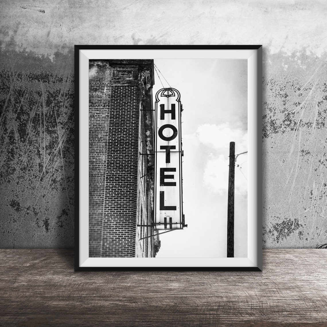 Vintage Hotel Vertical Blade Neon Sign Brick Wall Photo Poster - Image 2