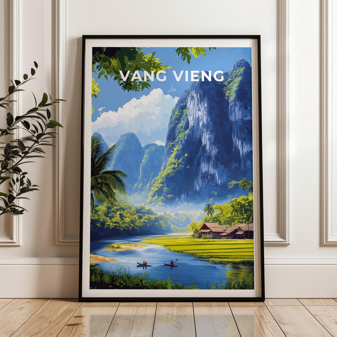 Vang Vieng Laos Karst River Kayak Adventure Day Travel Poster
