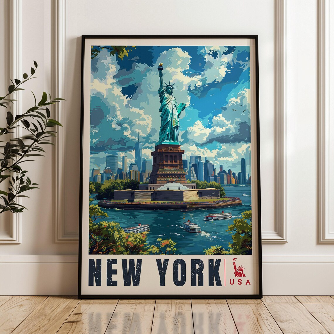 New York Travel Poster, Statue of Liberty Poster Print